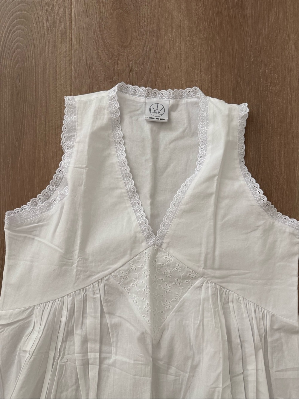 NEW Laneway The Label vintage cotton gown in white cotton midi dress - Picture 5 of 7